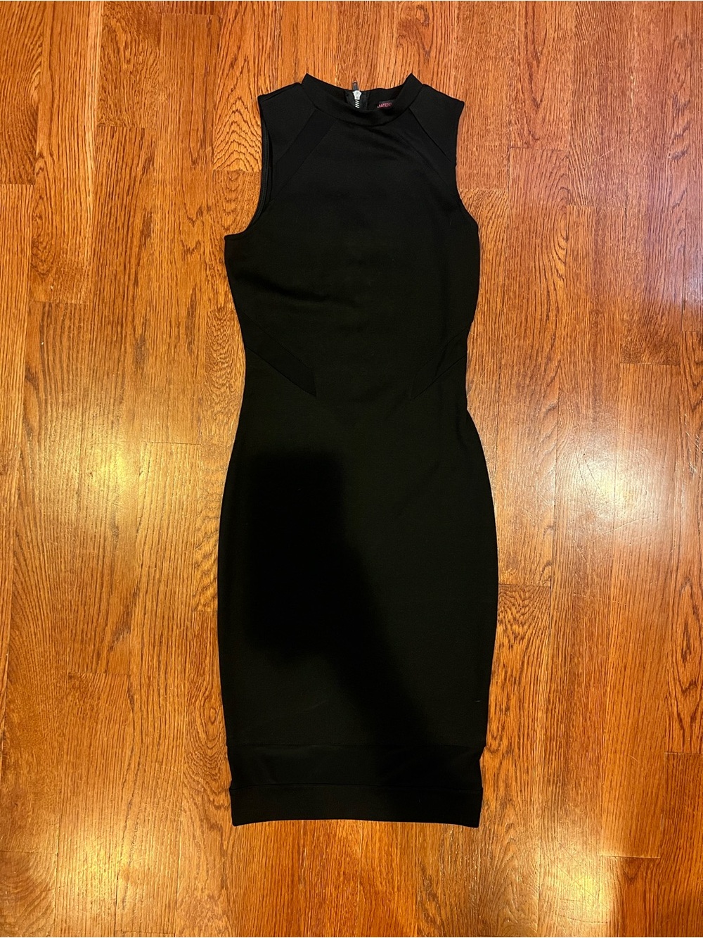 Madden girl black mesh insert midi body con dress